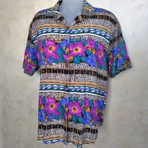 Bright Floral Rayon Blouse by Kathie Lee EUC 18W